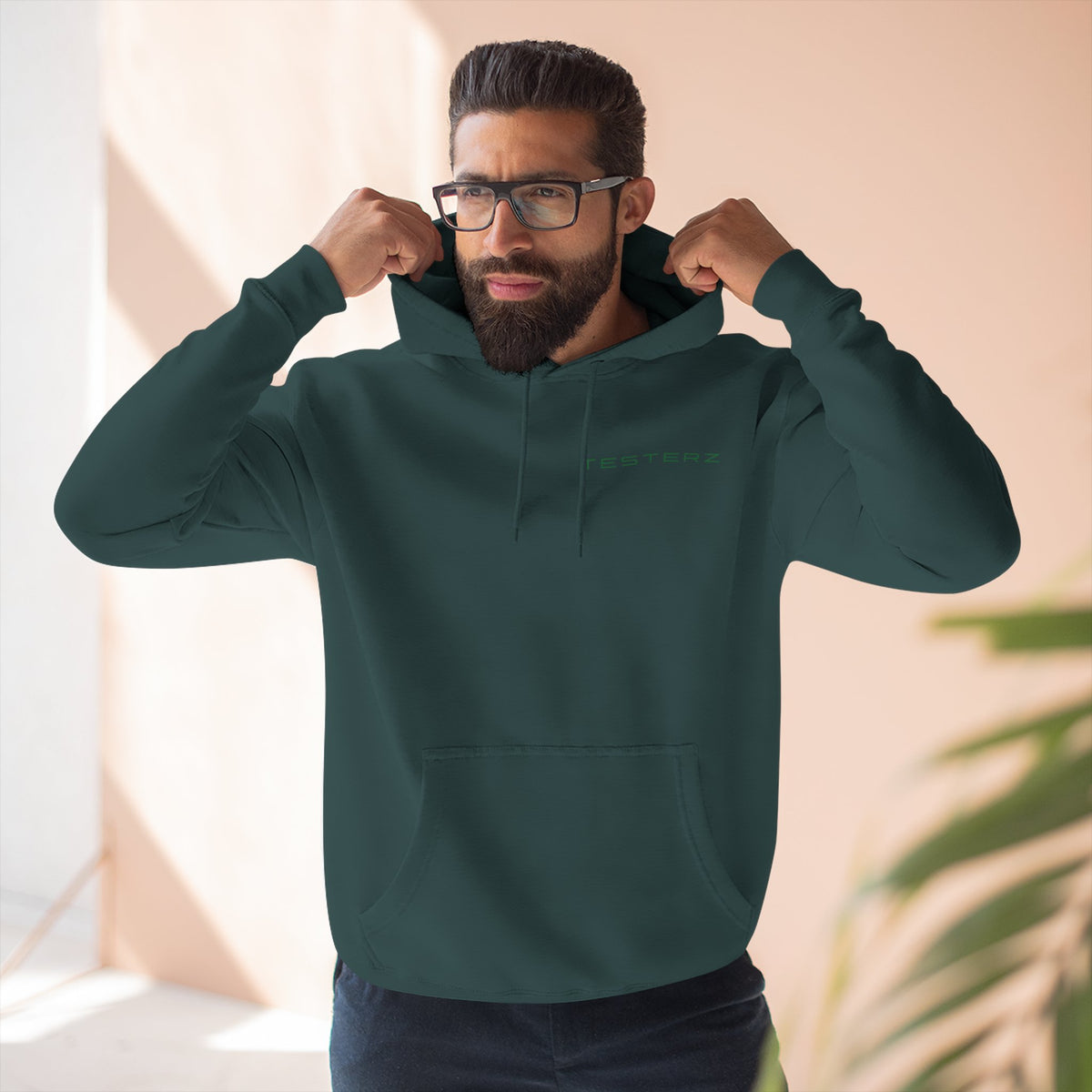 Sports Green fleece hoodie, alternate view