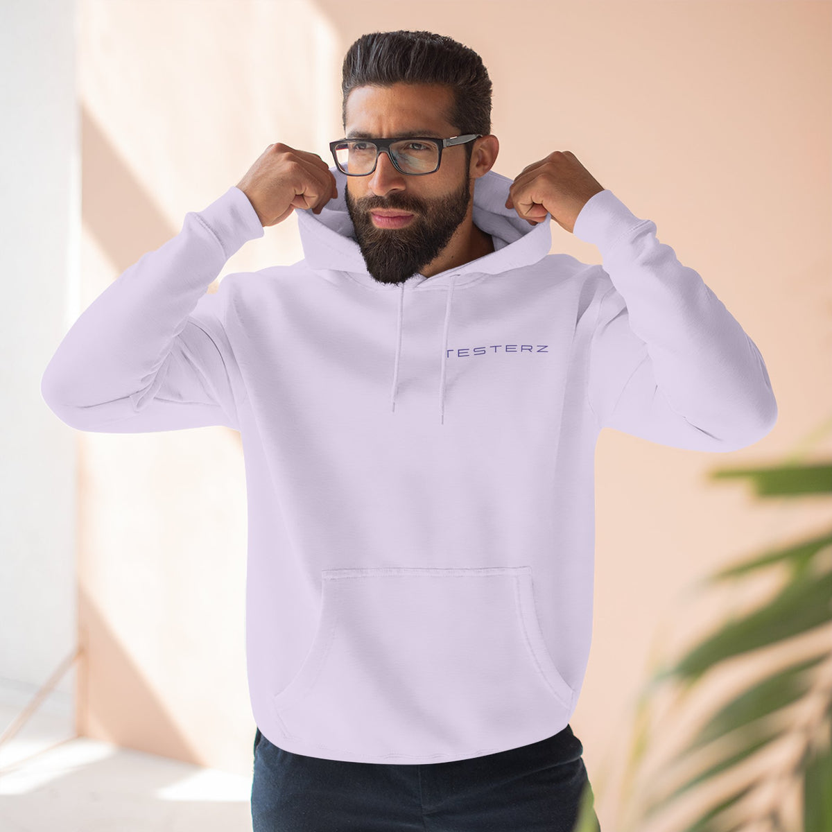 Lilac fleece hoodie, alternate view