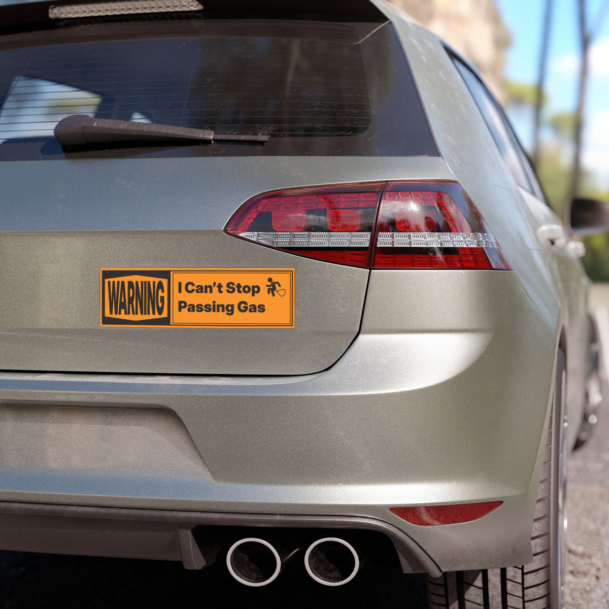 Bumper magnet reading Sorry, It's Self Driving, alternate view