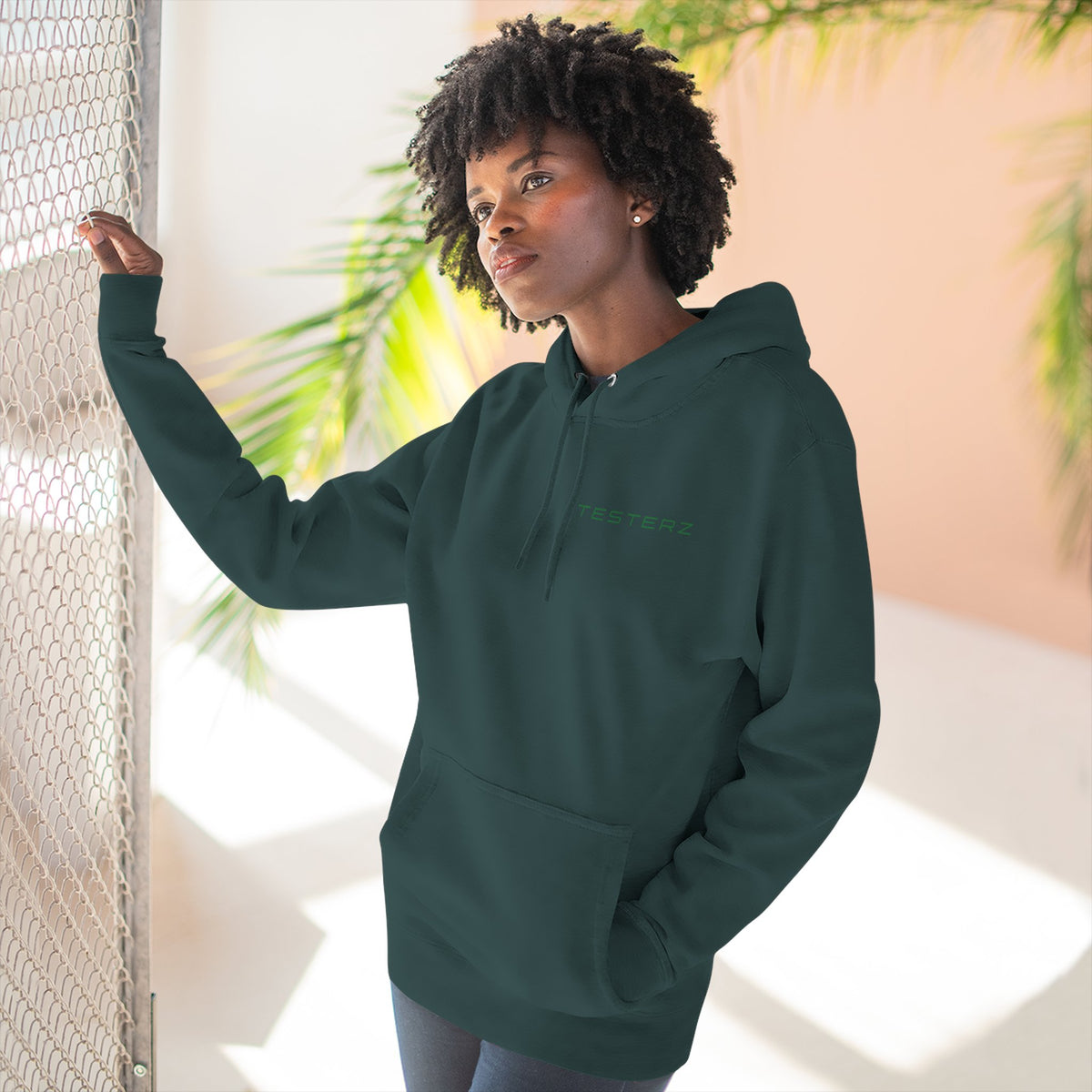Sports Green fleece hoodie, alternate view