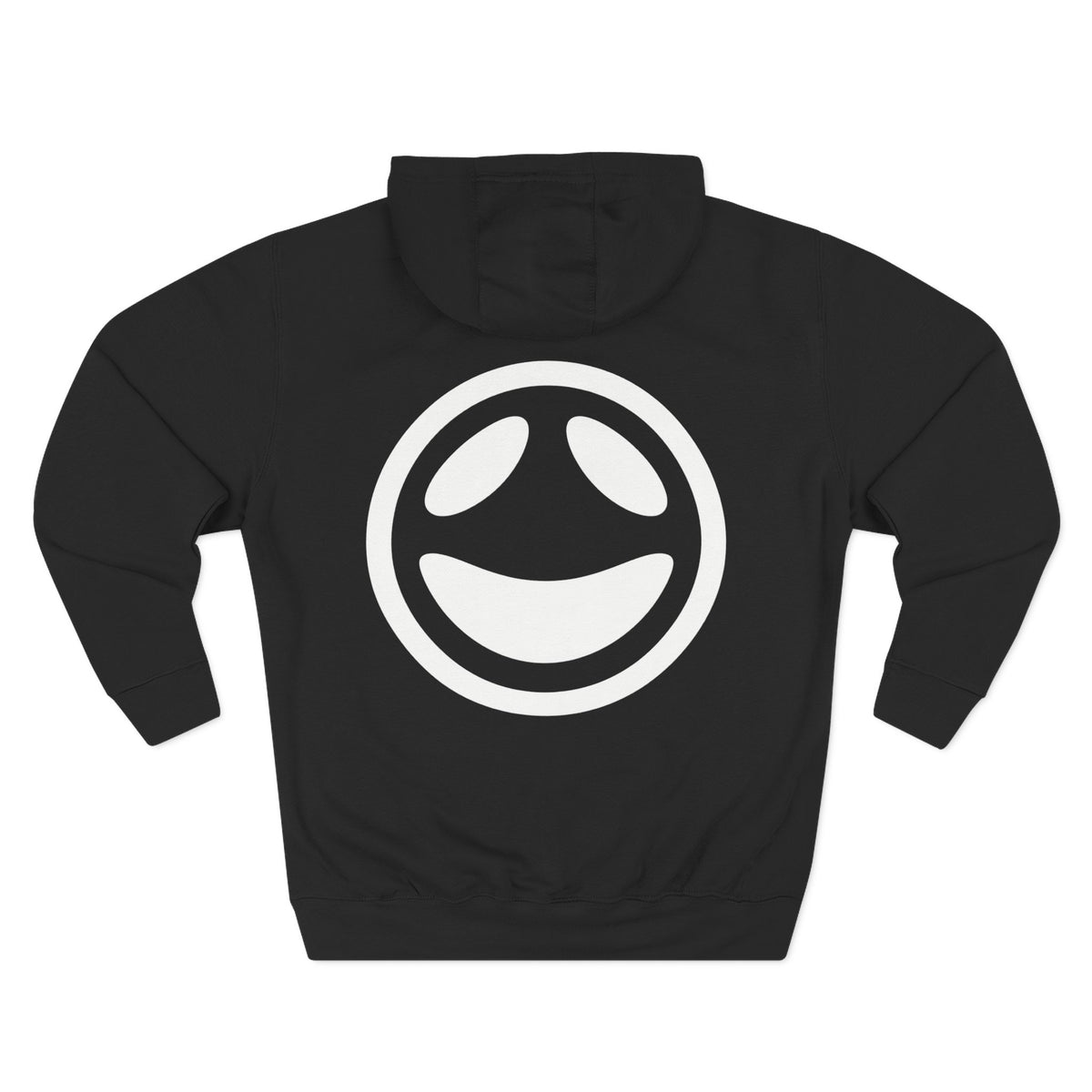 Black fleece hoodie with Testerz Face print on the back, alternate view