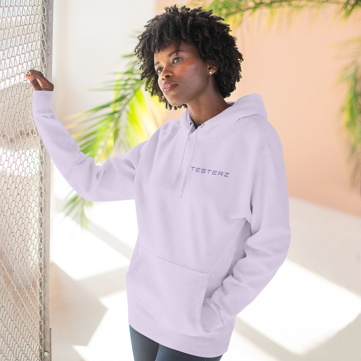 Lilac fleece hoodie, alternate view