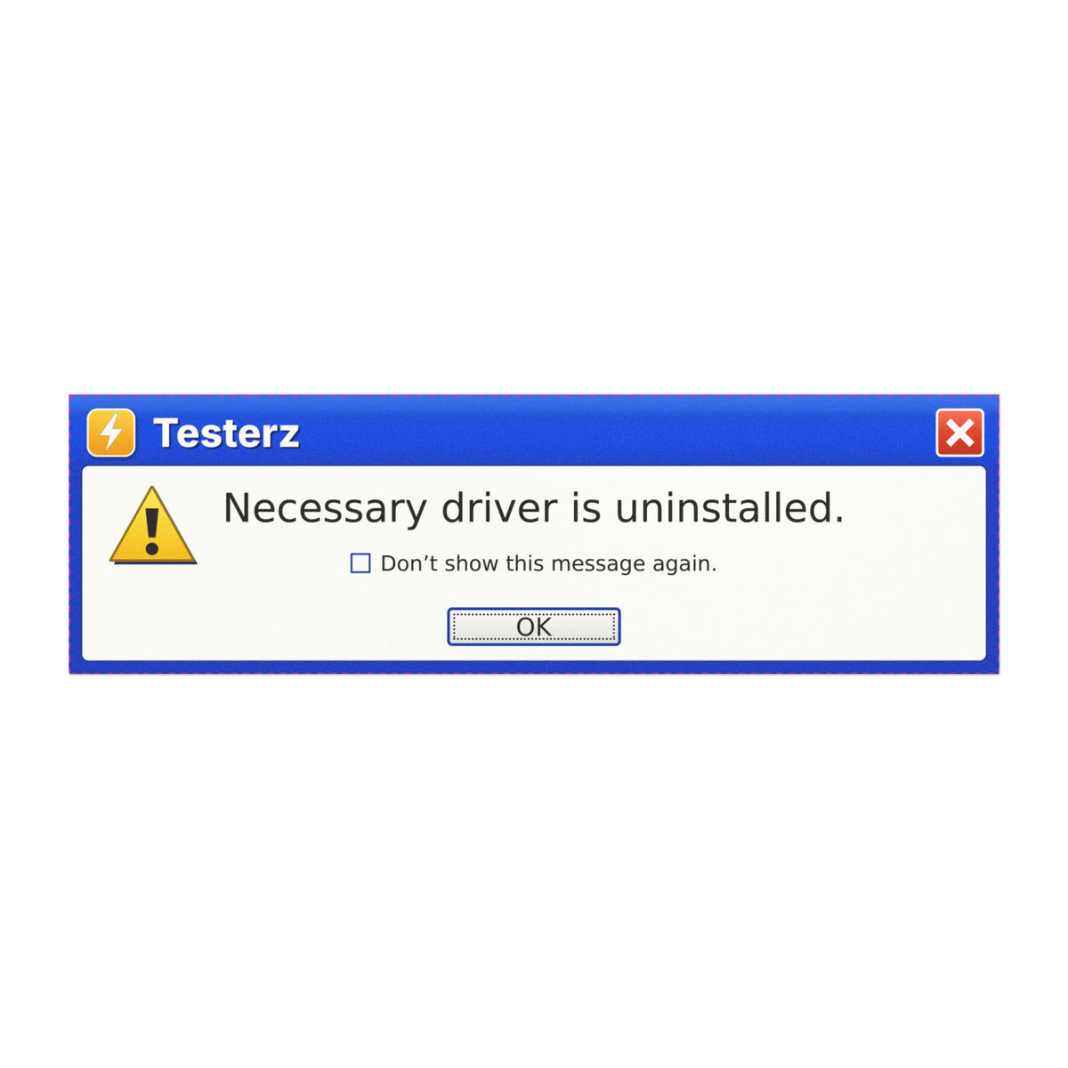 Bumper magnet styled as a computer popup window