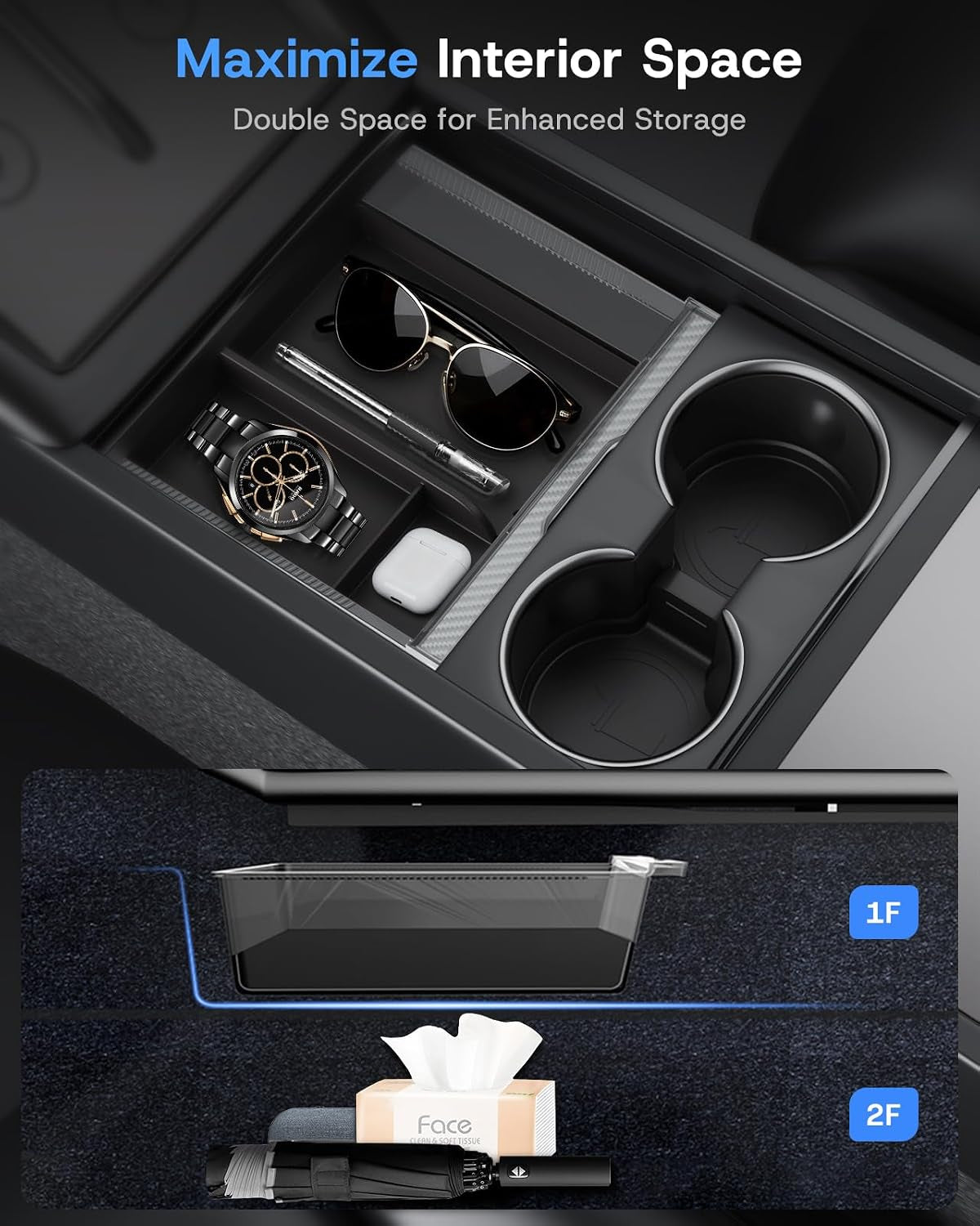 6PCS Center Console Organizer for Tesla Model Y/3 Accessories 2026