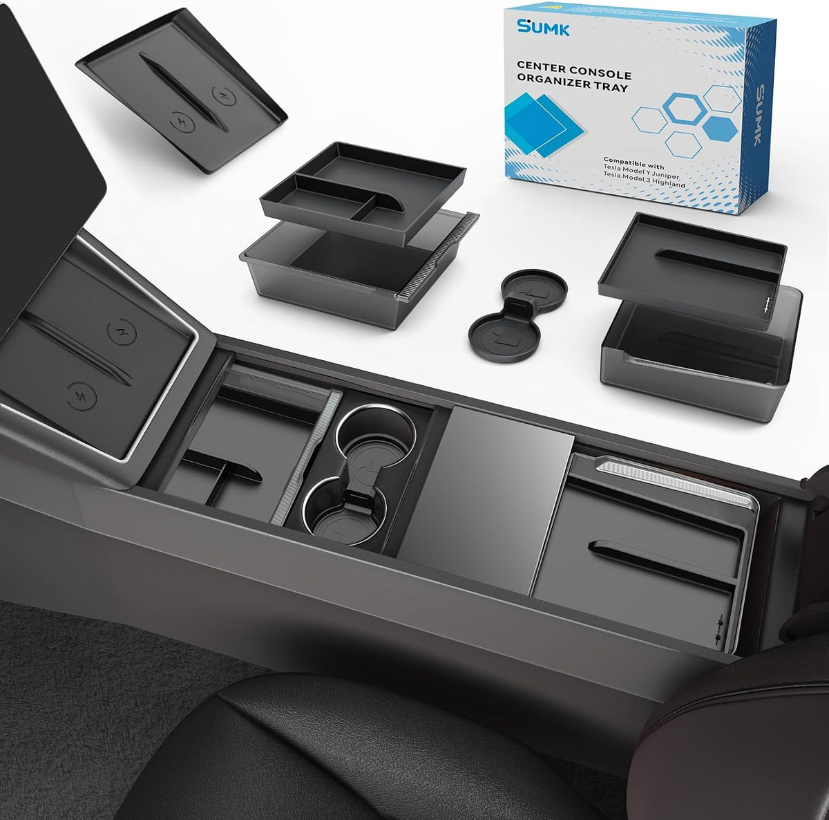 Six-piece center console organizer set